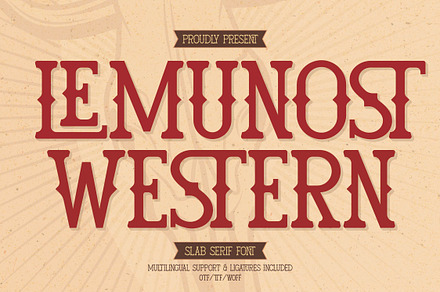 Lemunost Western | Slab Serif Font, a Slab Serif Font by Denustudios