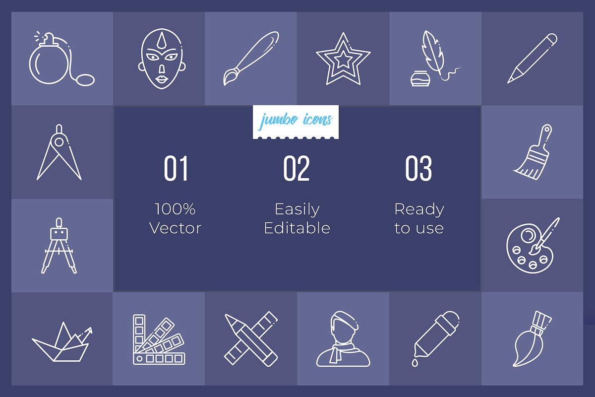 Art Line Vector Icons V2, an Outline Icon by Jumbo Icons (Photo 2 of 5)