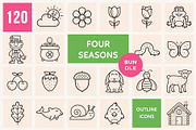 Four Seasons Outline Icons BUNDLE, an Icon by Sargatal (Thumbnail 1 of 7)