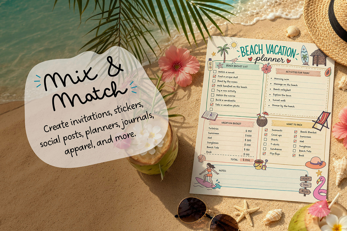 Summer Beach Doodles Graphics Pack, an Object Graphic by cugypress (Photo 3 of 4)