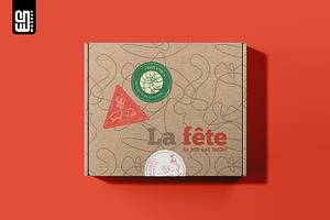 Box With Set Of Stickers Mockup