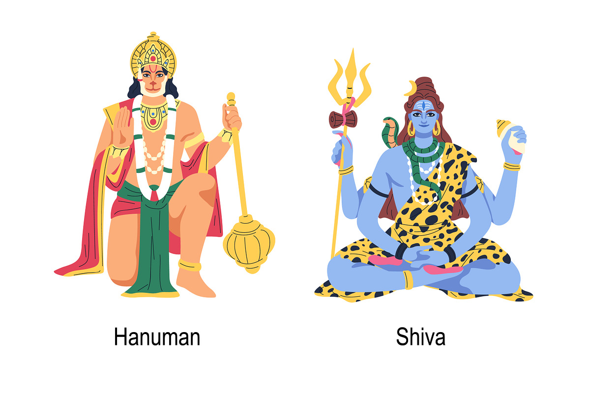 Hindu gods and goddesses set, a Person Illustration by Good Studio (Photo 4 of 9)