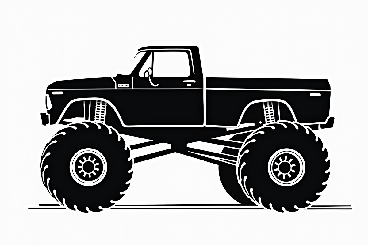 Big Wheel Truck Line Drawing, an Illustration by musafir_fashion (Photo 5 of 9)