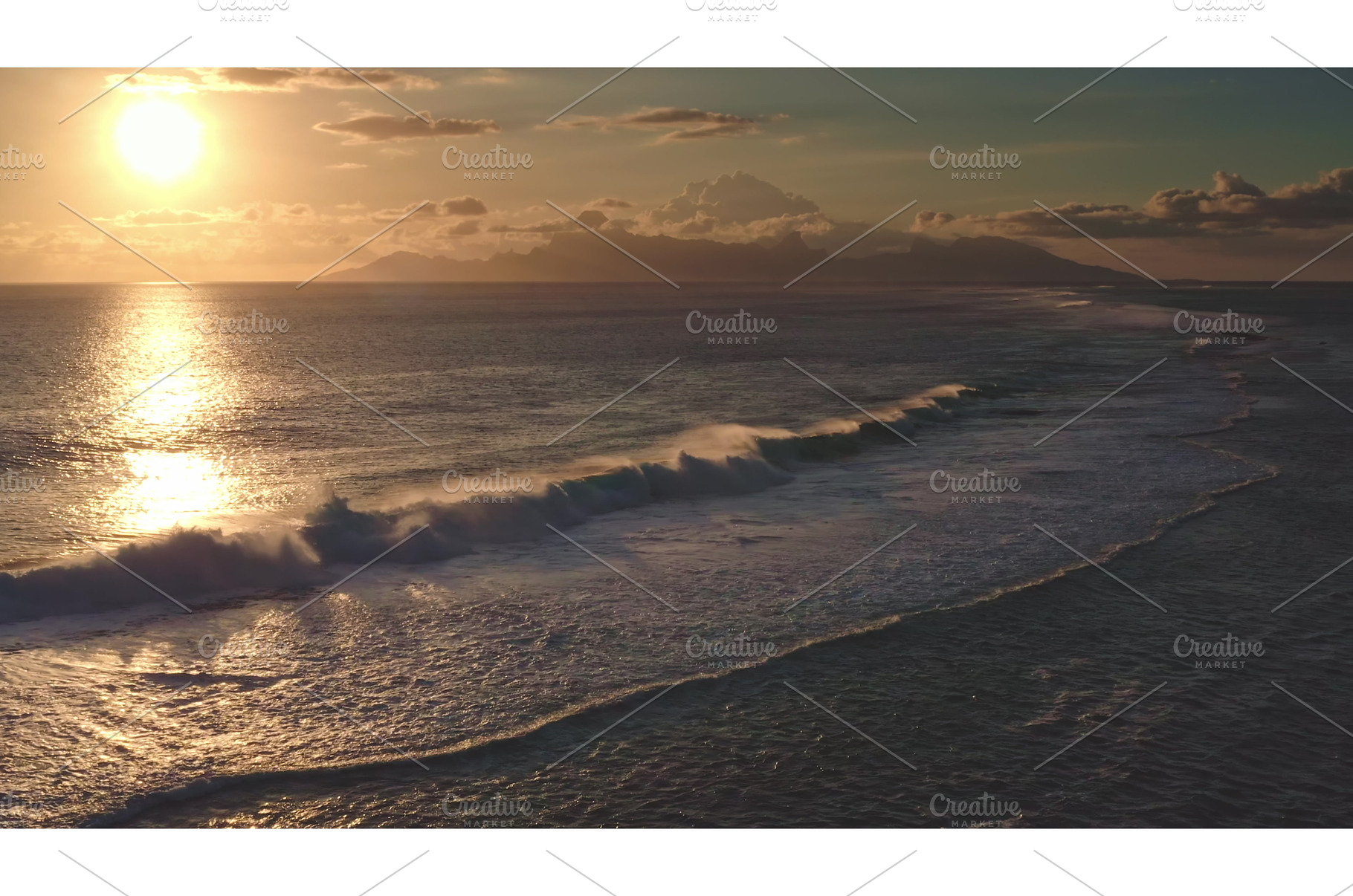 Golden sunset illuminating breaking, a Nature Photo by Goinyk