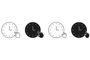 Clock With Hand Pointer Icons, an Object Illustration by Gentle Studio