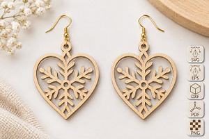 Christmas Snowflake Earrings SVG