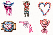Watercolor Coquette Cowgirl Clipart, an Illustration by OK Design (Thumbnail 2 of 5)