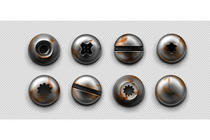 Metal screws and bolt heads with, an Object Illustration by art PVP - market