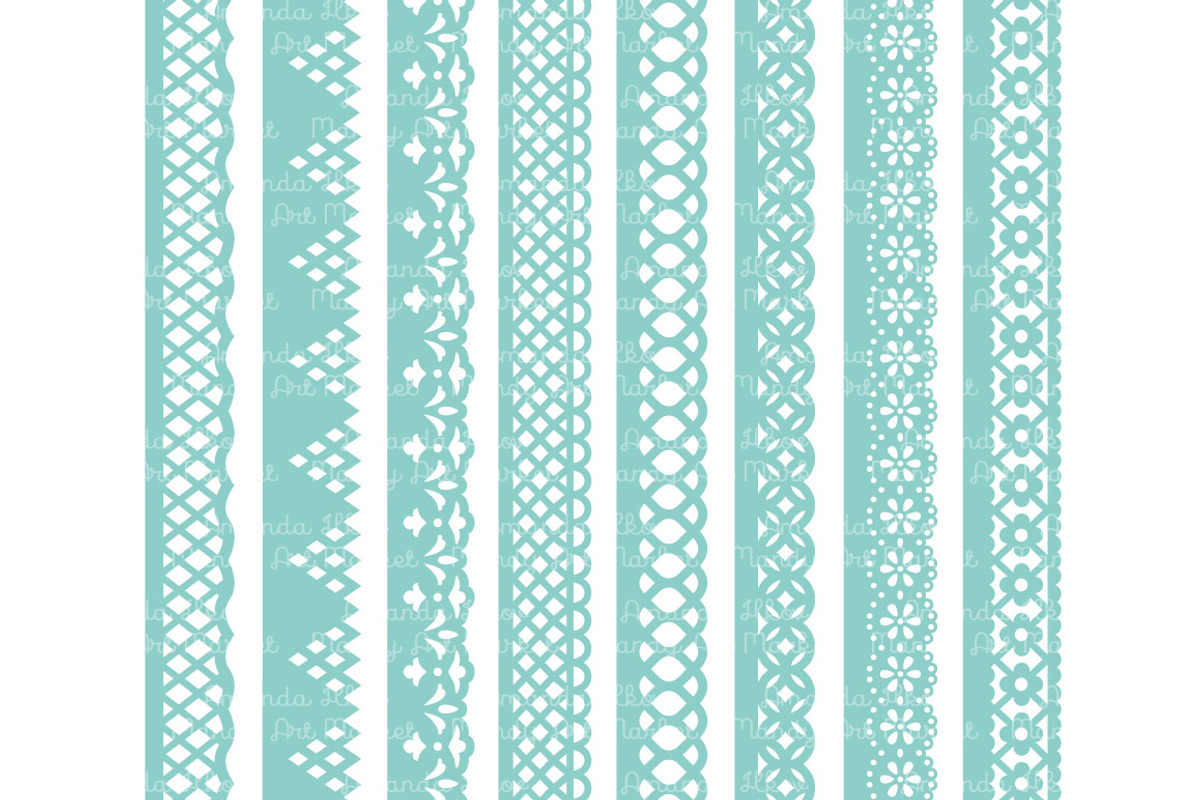 Aqua Vector Lace Borders Clipart, an Illustration by Amanda Ilkov (Photo 4 of 5)