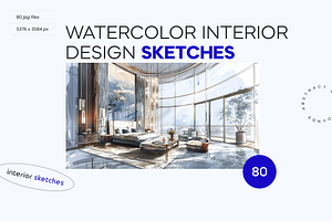Watercolor Interior Design Sketches