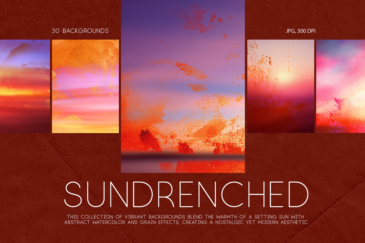 Grainy Sunset Abstract Backgrounds, a Background Graphic by Elena Pimonova (Photo 1 of 8)