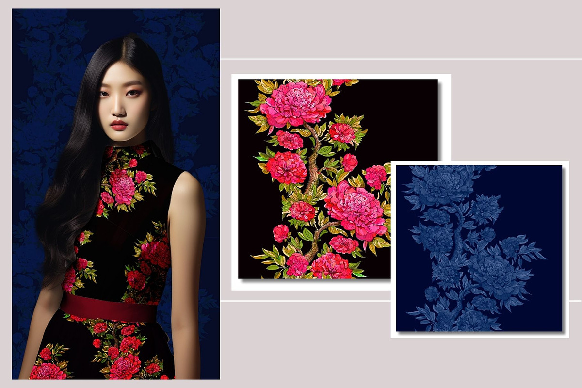 CHINESE PEONY Pattern, a Pattern Graphic by MitrushovaArt (Photo 8 of 10)