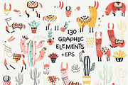 Llamas and Cacti, an Animal Illustration by Lidiebug (Thumbnail 2 of 6)