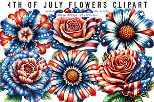 4th Of July Flowers Clipart, an Illustration by SinaCreation