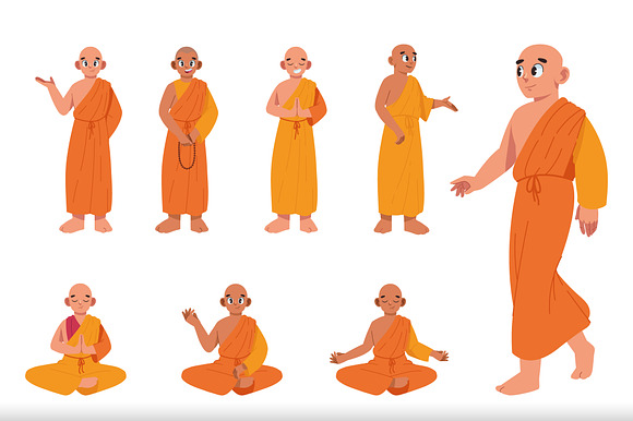 Buddhism Characters Illustration Set preview 2