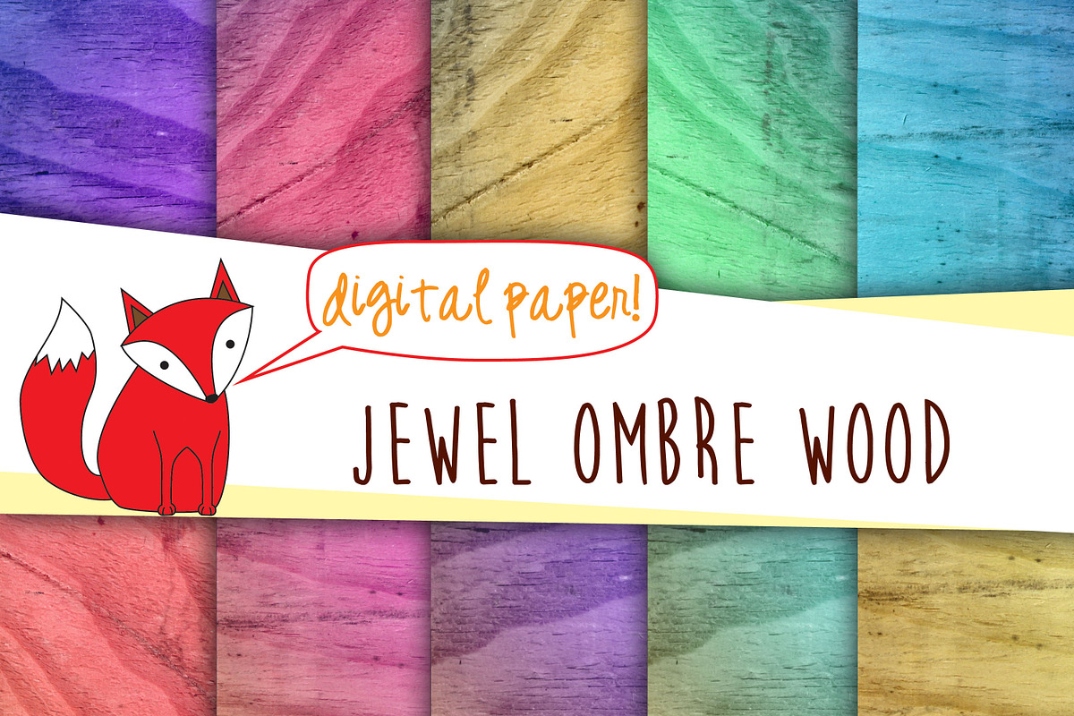 Wood Digital Paper- Ombre Jewel, a Background Graphic by Foxy Digital Paper