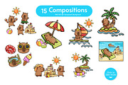 Cute Capybara in Summer Watercolor, an Animal Illustration by CreativeValuation (Thumbnail 11 of 11)