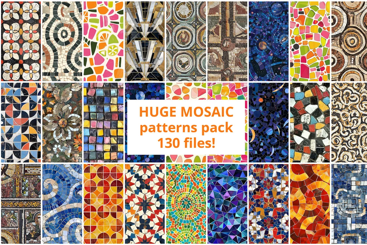 130 Mosaic Seamless Patterns, a Pattern Graphic by mkStudioLab (Photo 1 of 6)