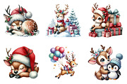 Watercolor Cute Reindeer Clipart Png, an Illustration by SinaCreation (Thumbnail 7 of 7)