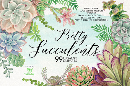 Watercolor Pretty Succulents