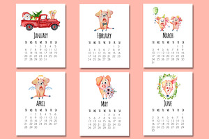 Calendar Pigs Template 2019 Year