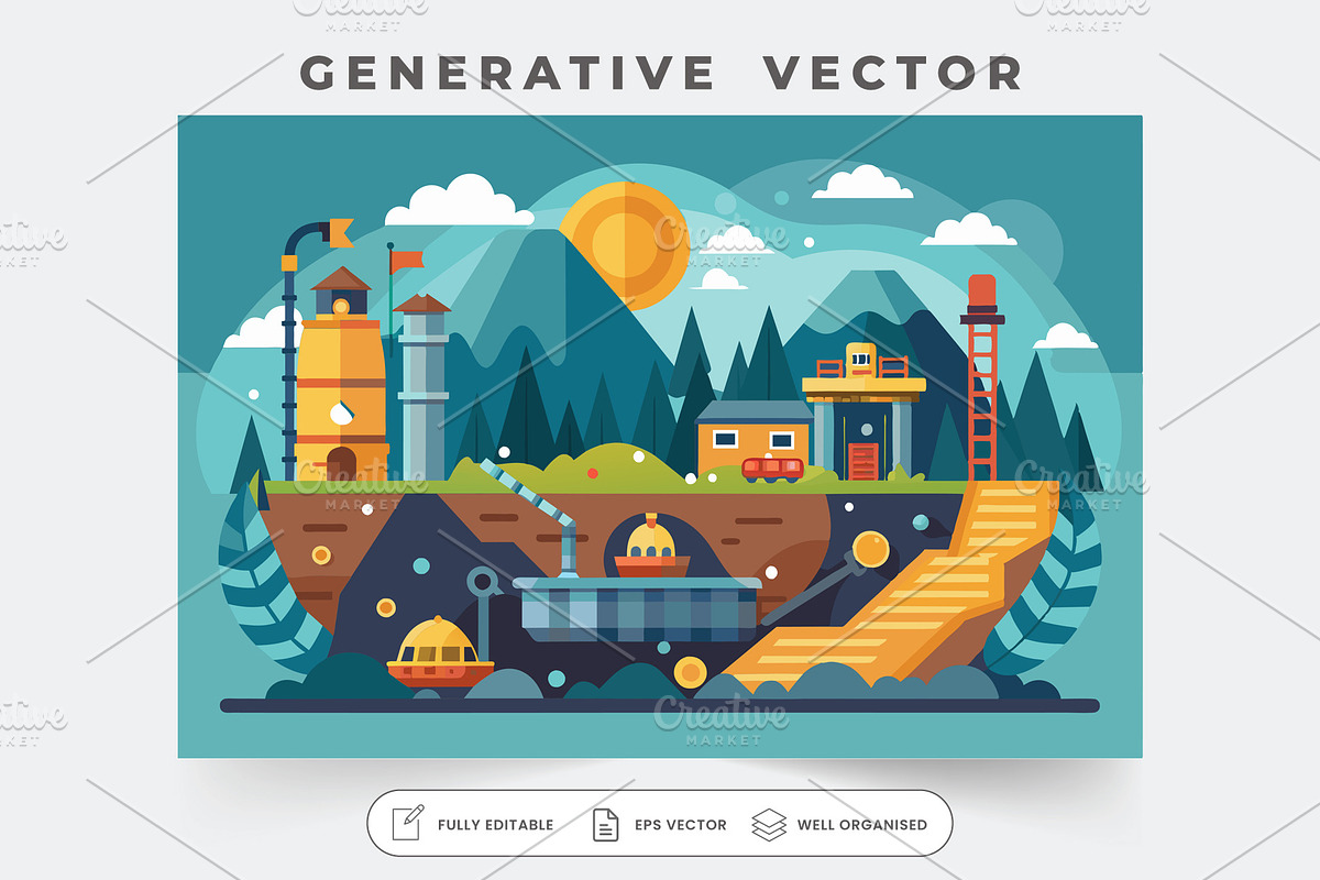 A vibrant mining area features struc, a Graphic by Iftikhar Alam