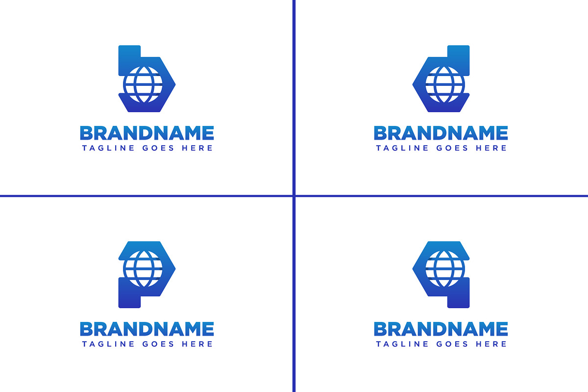 Letter B D P Q Globe Technology Logo