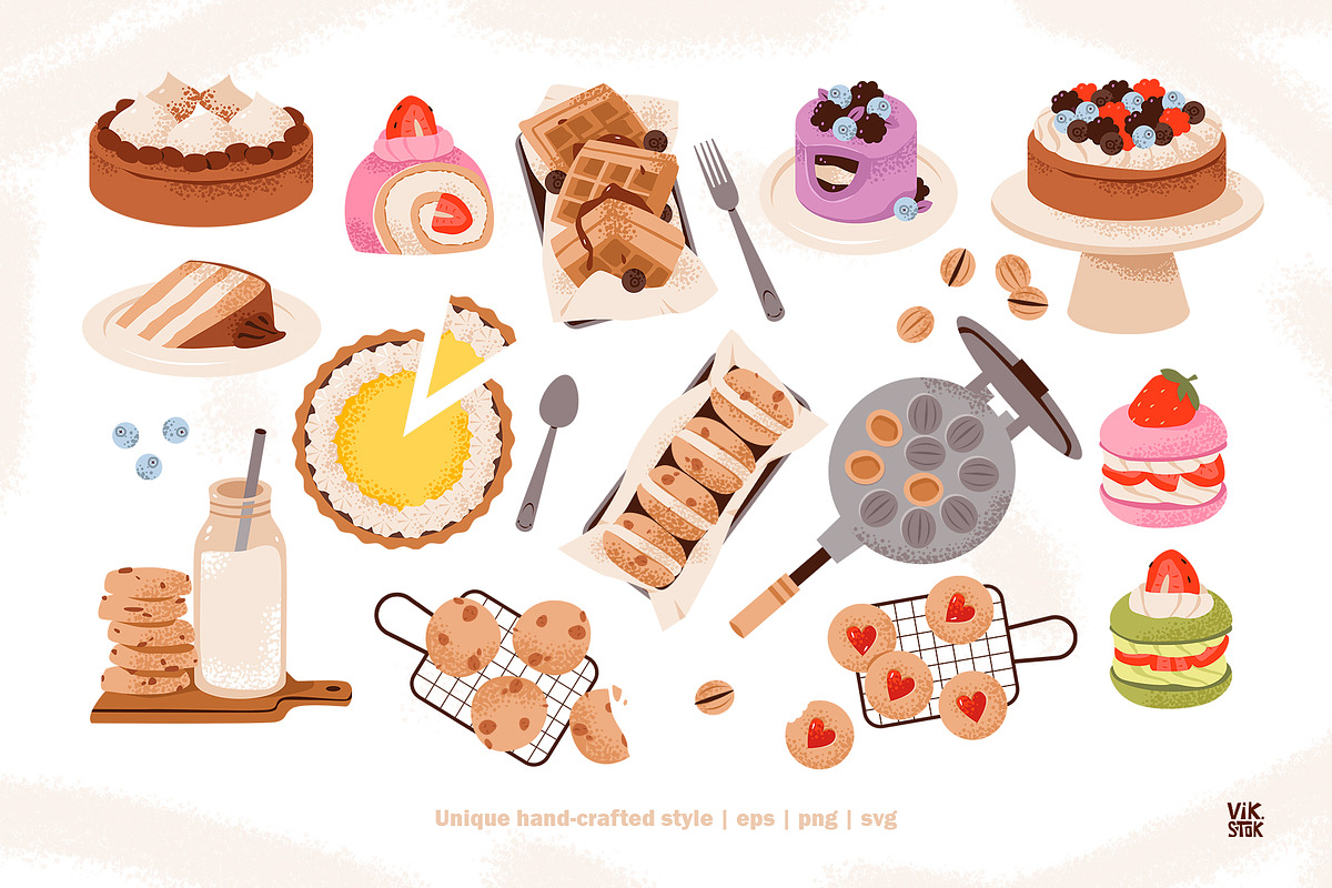 Sweet Homemade Desserts, a Food Illustration by vik.stock (Photo 2 of 5)
