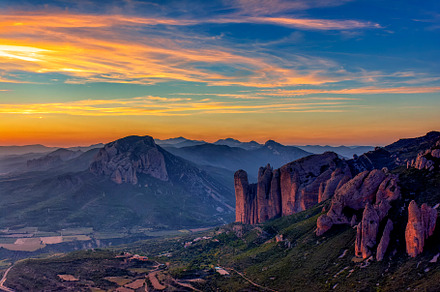 Mallos de Riglos rocks at sunset, Huesca province, Spain., a Nature Photo by CreativePhotoSpain