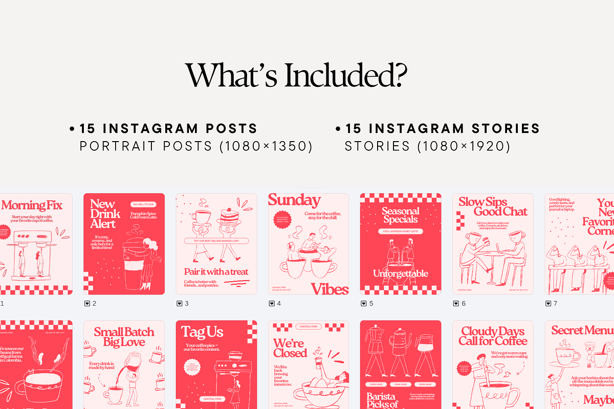 Pink Cafe Bakery Instagram Templates, a Social Media Template by Anna Design Studio (Photo 2 of 9)