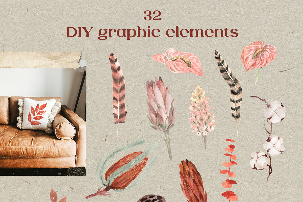 Copper Boho Autumn Dried Florals, a Texture Illustration by Catch the Dream Art (Photo 3 of 13)
