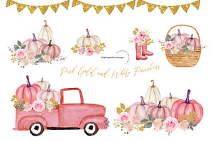 Pink White Pumpkin Truck Clipart