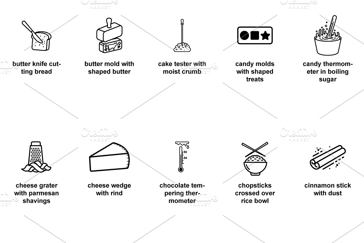 Culinary tools Icon Set 45 pcs, an Outline Icon by Nurlan's shop (Photo 4 of 6)