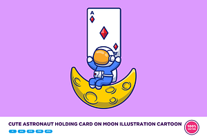 Cute Astronaut Holding Card On Moon