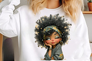 Whimsical black afro girl clipart, an Illustration by SinaCreation (Thumbnail 9 of 11)