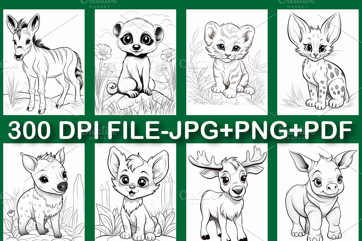 150 Baby Wild Animals Coloring Pages, a Brochure Template by Design Station (Photo 2 of 5)