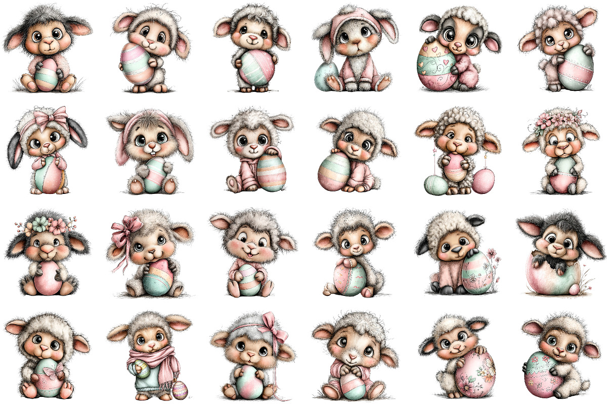 Whimsical Lamb with Easter Eggs Clip, an Illustration by Sublimation Artist (Photo 2 of 6)