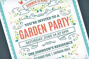Garden Party Invitation Template, an Invitation Template by Mera Pixels
