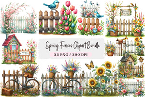 Spring Fences Clipart Bundle, an Illustration by DreamArtGraphic