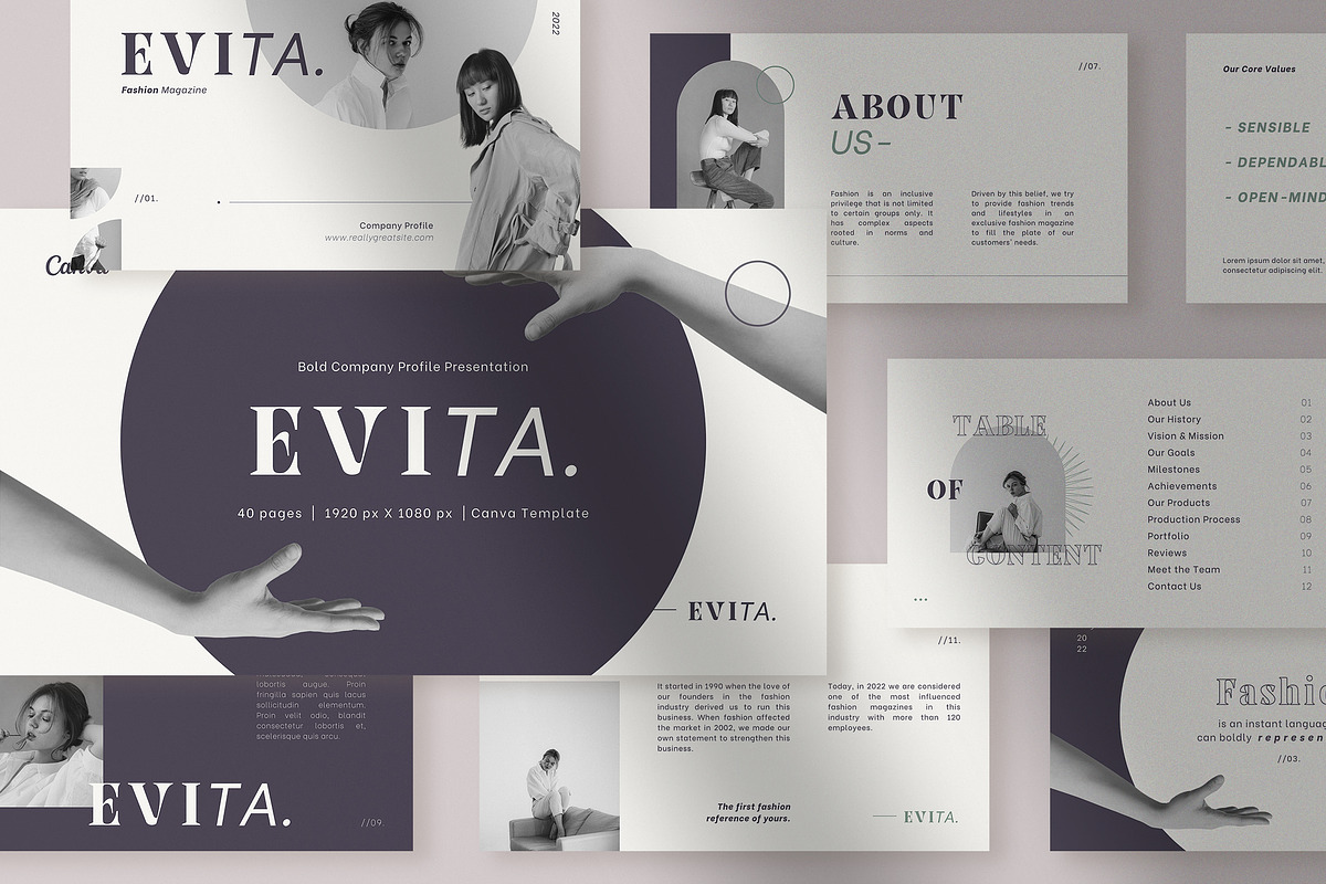 Evita Fashion Magazine Presentation, a Presentation Template by peterdraw (Photo 1 of 8)