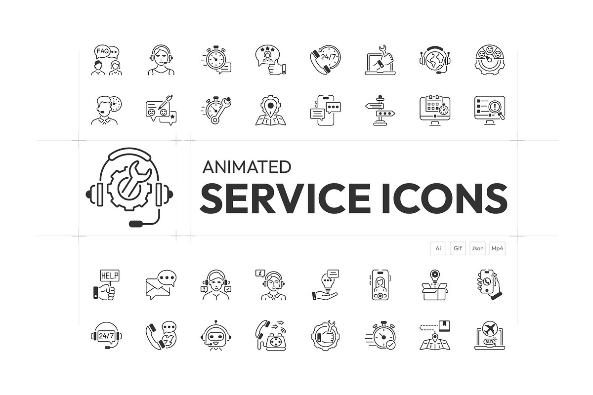 Support Service Animated Icons, an Outline Icon by Prosymbols (Photo 1 of 4)