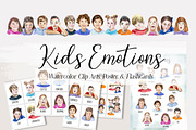 Kids Emotions - Watercolor Set, an Education Illustration by Tati Bordiu (Thumbnail 1 of 5)