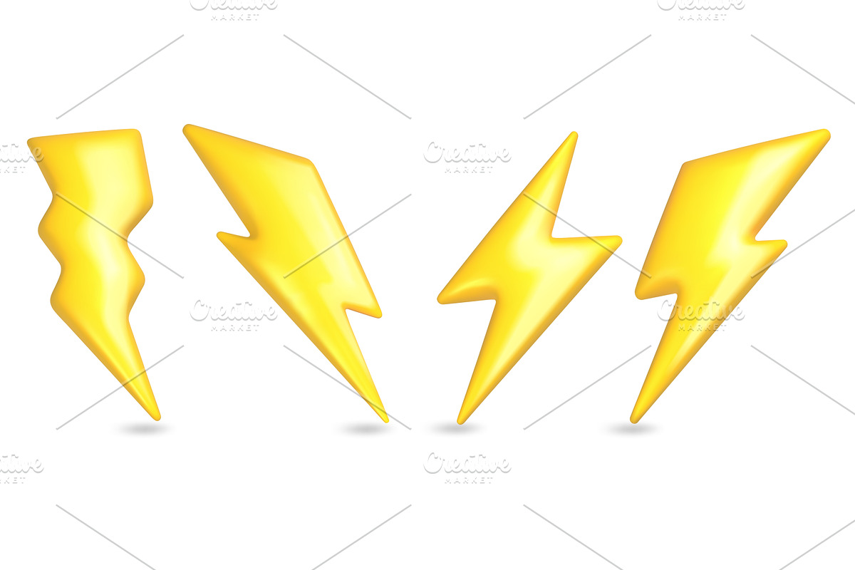 3d lightning icon. Bolt electric, an Object Illustration by Frogella