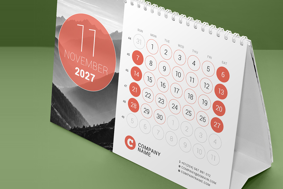 Desk Calendar 2027 (DC032-27), a Stationery Template by mikhailmorosin (Photo 4 of 5)