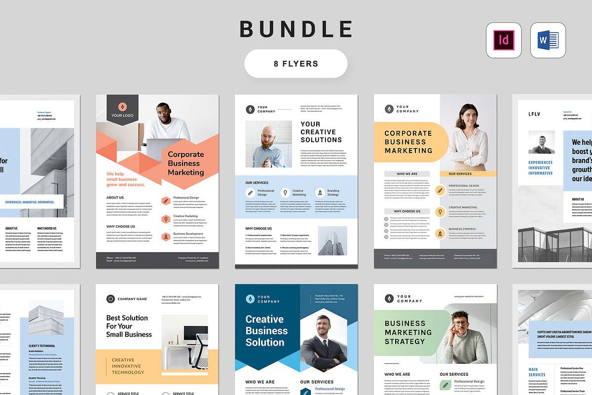 Flyer Bundle | MS Word & Indesign, a Flyer Template by Leaflove (Photo 1 of 10)