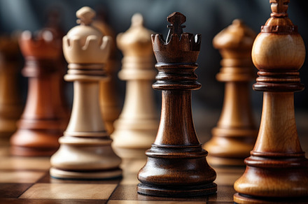 Chess pieces on a chessboard, close-, a Photo by Iftikhar Alam