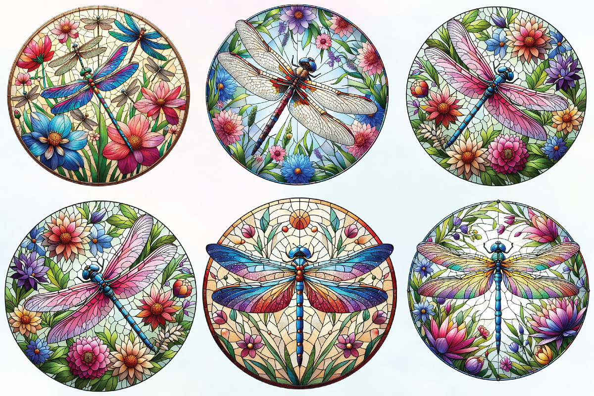 Stained Glass Dragonfly Sublimation, an Illustration by CraftArtStudio (Photo 2 of 6)