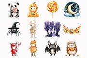 Watercolor Cute Halloween Clipart, an Illustration by Design Market (Thumbnail 4 of 5)