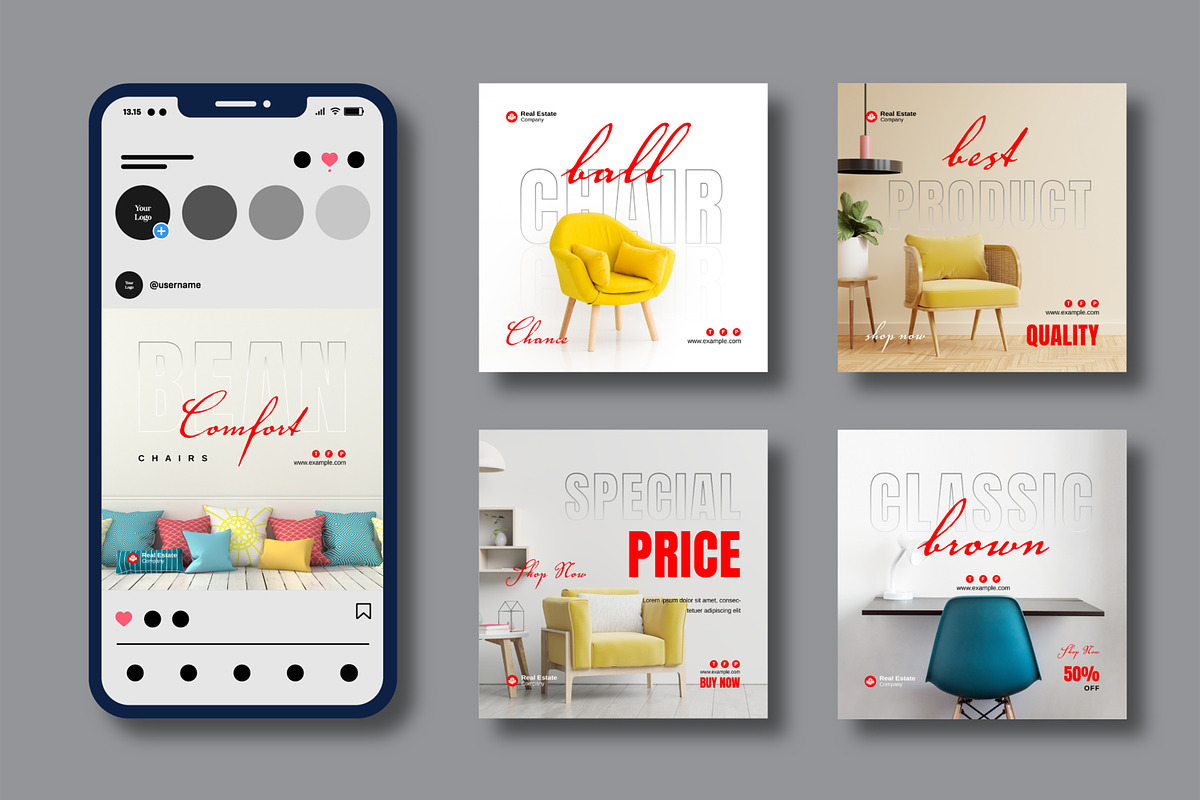Furniture Social Media Posts Design, a Social Media Template by MightyDesign (Photo 2 of 8)
