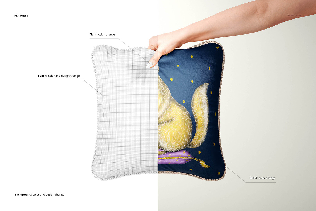 Silk Cushion with Braid Mockup Set, a Product Mockup by creatsy5 (Photo 3 of 20)